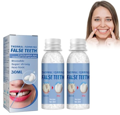 Thermal Forming Fake Teeth Provisorischer Zahnersatz Kunstharz Temporäre Zahnprothese 2 Stück Zahnersatzset für die temporäre Restauration fehlender und gebrochener Zähne