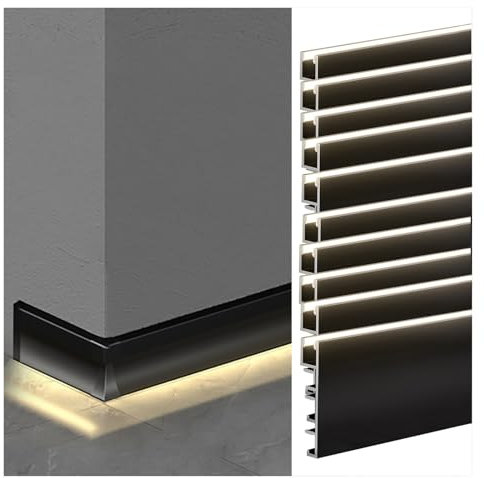 LED-Aluminium-Sockelleiste 10er-Pack 3,3 Fuß LED-Sockelleisten-Beleuchtungskanal aus Aluminium für Wandecken, Wandmontage-LED-Kanal mit Abdeckung, Sockelleisten-LED-Kanal für Schlafzimmerküche