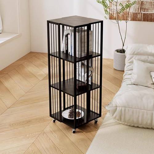 Schlichtes Bücherregal aus Metall - Vertikaler Bücherturm mit Rollen