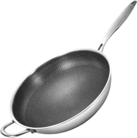 PRETYZOOM Sartén Para Cocina De Inducción De Acero Inoxidable Estilo Tradicional Con Diseño De Panal Antiadherente