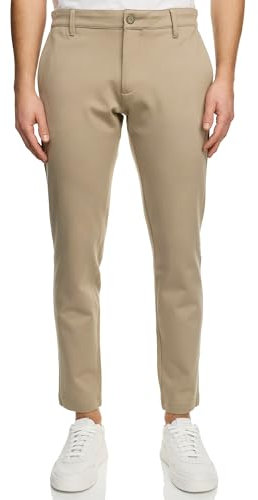 Indicode Herren Rodekro Performance Pants | Chinohose Herrenhose Super Stretch Stoffhose Bequeme Business Hose für Männer Greige, 28/32