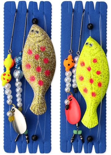 Storfisk fishing & more 2er Set Buttlöffel Vorfach Scholle bleifrei mit Haken, Wirbel, Spinnerblättchen, Gewicht:80 Gramm, Größe:Set 3