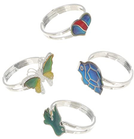 CALLARON 2 Sätze Thermochrome Ringwärmerketten Fensterfolien Sachets Heimdekoration Stimmungsring Haushaltsmode Uhr Zeigerdekoration Ringe Edelsteinset Der Haken Wischtuch 4 Stück * 2