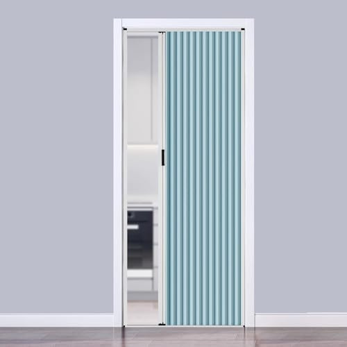 Porte Accordéon Interieur Porte Coulissante Accordéon 32x80 Pouces pour Placard / Garde-manger, Porte Pliante Pliable avec Poignées, Porte Temporaire Sans Perçage, Porte de Séparation Intérieure(22x39