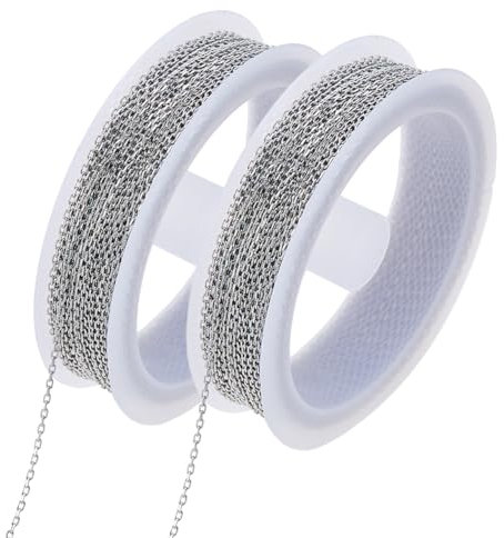 DICOSMETIC Catena in acciaio inox, 20 m, 1,5 x 1 x 0,5 mm, per donne e uomini, fai da te e gioielli