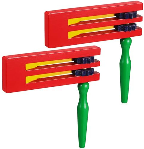 Yardwe 2stücke Holzratsche Mit Doppelter Lage Traditionelles Musikspielzeug Für Junge Mädchen Sich Drehendes Handinstrument Pädagogisches Orff-instrument Für Partys Und Musikalische Frühe