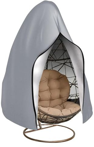 Unpoten Hängesessel Abdeckung, Hängesessel Abdeckung Outdoor, Wasserabweisende Oxfors Abdeckhaube für Hängesesse, Ei-Schaukelstuhl, Schwimmstuhl Hängesesse, Garten Hängesessels Hülle (Silber)