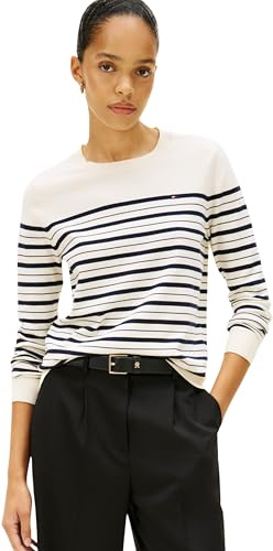 Tommy Hilfiger Damen Pullover Jersey Fine mit Rundhalsausschnitt