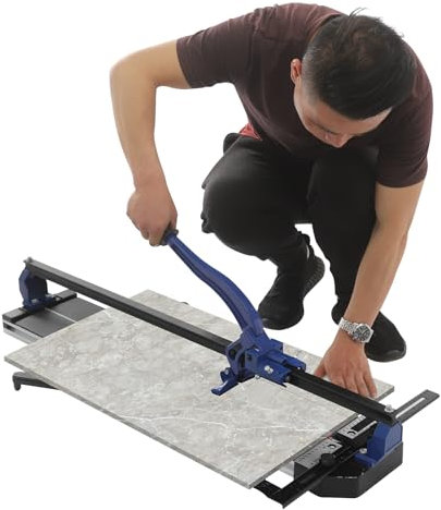 TFIANYNI Fliesenschneider, Schnittdicke 4-15mm, Schnittlänge 60/80/100/120cm, Manuelle Fliesenschneidemaschine Profi, Mit Einer Übersichtlichen Skala Und Lineal (Blau, 60cm)