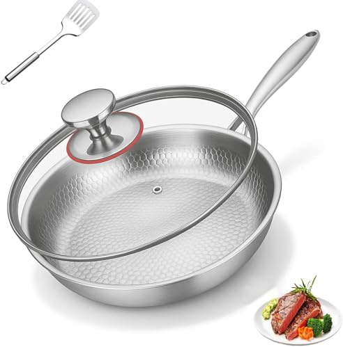 Genérico Sartén De Titanio Martillada Pro Con Tapa, Sartén De Titanio, Ultraduradera, Resistente a Los Arañazos, Antiadherente, Sarten Puro,Sartenes Sin Revestimiento (26/28/30cm) (28CM)