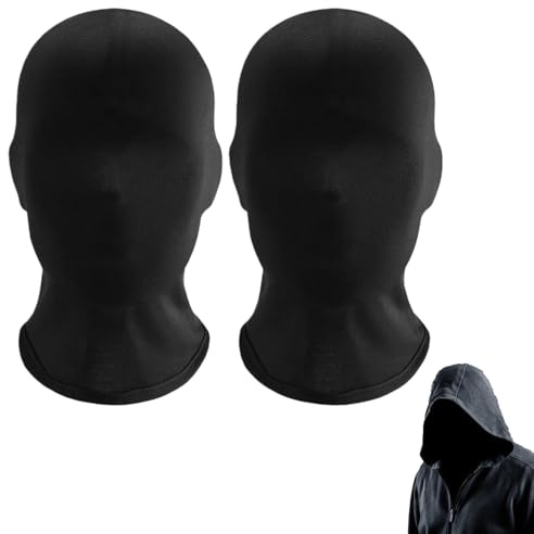 2-Stück Vollgesichtsmaske,Schwarze Maske Halloween,Vollgesichtsmaske Atmungsaktive Halloween Masken Elastische Spandex Kopfmaske,Unisex Gesichtslose Maske für HalloweenParty Kostüm Cosplay Karneval