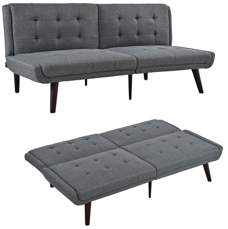 NuvlaGu Klappbares Futon-Sofa Bett, 146 cm Schlafcouch mit 5-Fach Verstellbarer Rückenlehne, modernes Loveseat für kleine Räume, Gästebett & Wohnzimmer (Grau)
