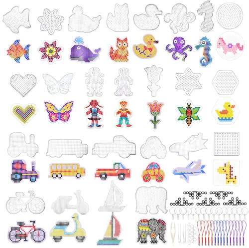 Beads Pegboard Set 25PCS, 5mm Clear Animal Shape Fuse Beads Boards with Pattern Template Cards, Ironing Papers & Craft Accessories, DIY Perler Beads Kit for Kids Adults Creative Craft