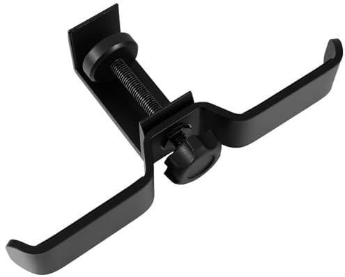 Abaodam Aluminum Alloy Headset Stand Clamp Stable Design and Convenient Installation, Under Desk Double Headphone Hanger Suitable for Office or Gaming Setup