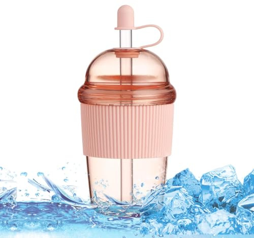 520ml Aesthetic Milkshake Tumbler - Straw & Clear Lid | Korean Ins Water