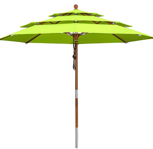 anndora Sonnenschirm 3-lagig 350 cm rund Gartenschirm Apfelgrün - Holzstockschirm