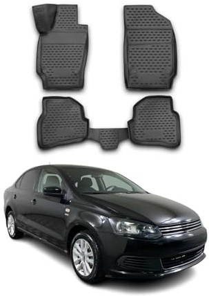 OMAC Fußmatten für VW Polo 2001-2009 TPE Schwarz 4X | Gummimatten, Automatten, Allwetter, fahrzeugspezifisches Produkt, Antirutsch, 3D-Passform, wasserdicht