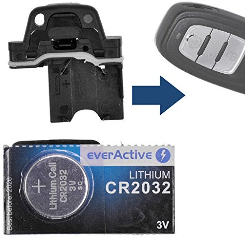 Batteriehalter Batterieclip + 1x CR2032 Batterie für Audi Q3 Q5 A4 S4 A5 S5 R8 TT Smartkey Schlüssel