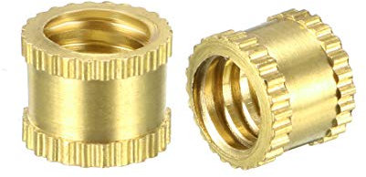 sourcing map knurled Insert Nuts, 15Pcs 1/4-20 Female Thread Brass Threaded Insert Embedment Nut for 3D Printer