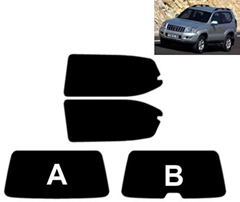 Passgenaue Tönungsfolie für Land Cruiser 3-Türen 2003-2009 Heck/Seitenscheiben (05% Tiefschwarz, B)