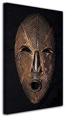 DECLINA, Wandbild, Wohnzimmer, afrikanischer Druck, Wandbild, Deko, Bild mit afrikanischer Maske, 50 x 80 cm