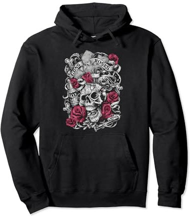 Guns N' Roses Official Flourish Skull Pink Roses Pullover Hoodie