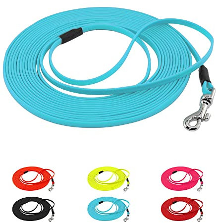 LENNIE Ultraleichte BioThane Schleppleine für Hunde/Katzen bis 3 kg, 5 mm LACE, 3m lang, mit Handschlaufe, Cyan/Türkis, genäht