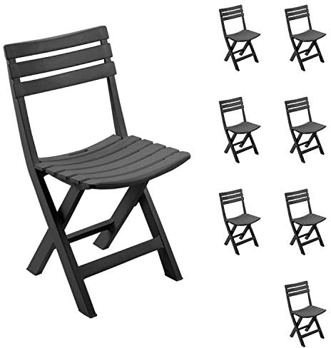 Mojawo 8 Stück Bequemer Klappstuhl, Campingsessel für Terrasse, Garten, Balkon und Camping - witterungsbeständiger Klappsessel - Anthrazit
