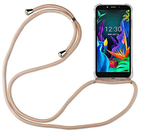 betterfon Hülle Kompatibel mit LG K20 | Handykette Smartphone Halskette Hülle mit Band | Handyhülle mit Kordel zum Umhängen Kompatibel für K20 | Beige/Braun