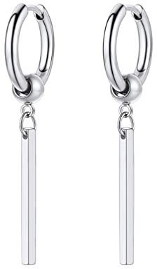 PROSTEEL Damen Ohrringe Herren mit Stäbchen Anhänger Edelstahl Huggie Ohrhänger Mini Creolen Ohrringe Punk Gotik Stil Ohrpiercing Ohrschmuck Accessoire für Alltagsleben
