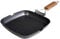 WECOOK! Ecochef Grill Asador Inducción Rayas 20 X 20cm, Antiadherente QUANTANIUM Ecológico sin PFOA, Aluminio Fundido, 5mm Espesor, Mango Madera Plegable, Apta Todas las Cocinas Vitrocerámica, Gas