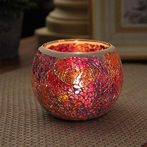 LIUJUAN Candle Holder Kerzenhalter Palme Polyresin Western Restaurant Kerze Tasse Lampenschirm Glas Bar Persönlichkeit Mosaik-J.