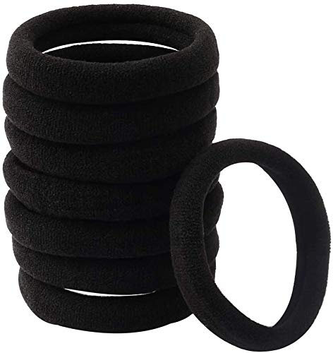 XCOZU 100 Stück Haargummis Schwarz Weich, Elastische Haar Bobbles für Damen Mädchen Kinder, Starke Stretch Haarbänder Pferdeschwanz für Dickes Haar (40x8mm)