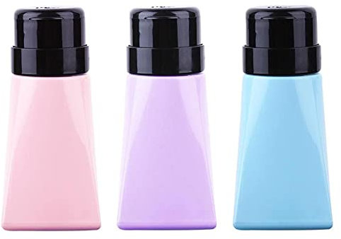 Nail Polish Remover Pump Bottle 230ml Leak-Proof Push Down Pump - 3 Pcs Travel Empty Dispenser for Nail Varnish Remover & Makeup Remover, Lockable Clear Container for Acetone, Facial Toner, Alcohol