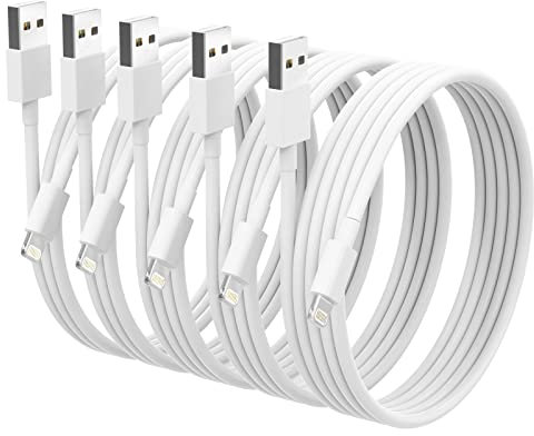 ONXIGLI iPhone Charger Cable [MFi Certified] 5 Pack [10/6/6/3/3 FT] White High Speed Charging Cable Compatible with iPhone 14 13 12 11 Pro Max Xs X XR 8 7 6s 6 SE More