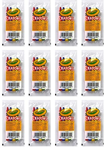 Crayola Full-Size Crayons, Assorted 4-Colors, RED, BLUE, GREEN AND YELLOW, Great for Party Favors, Restaurants and More, 12 Packs of 4, 48 Crayons Total