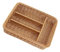 Kichvoe 4-Compartment Cutlery Storage Basket - Chocolate Imitation Rattan Organizer for Kitchen/Bathroom/Vanity, PP Woven Mesh Tray with Anti-Slip & Non-Mildew Design (36x25x7.5cm)