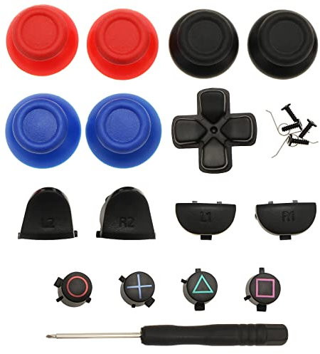 YINETTECH Kit de réparation pour Manette de Pouce avec L2 R2 L1 R1 Trigger Pièces de Rechange ABXY Touches D-Pad Compatible avec PS4