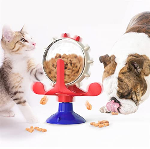 Dog Puzzle Toys Spin Interactive Cat Slow Feeder,Creative Treat Dispenser for Pets IQ Brain Training Mental Enrichment,Reduce Boredom,Natural Foraging Skills for Smart Small and Medium Pets (Red)