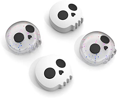 JINGDU Kappen Kompatibel mit Nintendo Switch Joystick,Weiche Silikon Thumb Grip Niedlich 3D Analog Stick Abdeckung für Switch/Switch OLED/Switch Lite,Skull