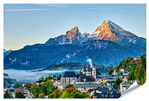islandburner XXL Bild Poster Berg Watzmann Stadt Berchtesgaden Bayerische Alpen Premium Bilder Fotodruck