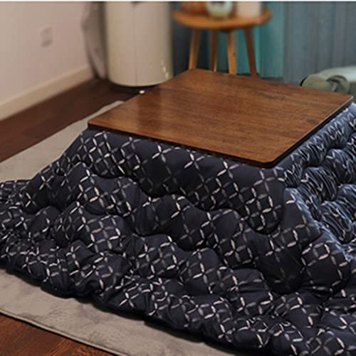 Kotatsu Heiztisch 80 cm Quadratisch Winter Tatami Couchtisch Japanischer Stil Massivholz Japanischer Zimmer Niedriger Tisch Tatami Couchtisch 4 Stück/Kotatsu Tisch + Heizung + Decke + Steppdecken