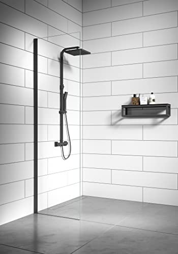 Badplaats B.V. Parete Doccia Florida 40 cm x 200 cm - Nero - Walk-in Doccia 8 mm Vetro di Sicurezza