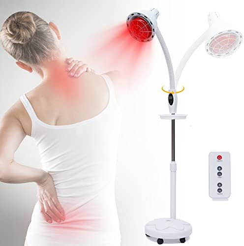 SanBouSi 275W Infrarotlampe Wärmelampe mit Ständer Rotlichtlampe Infrarot Lampe Temperatur Einstellbar 8-70°C Timing-Funktion mit Fernbedienung Infarotlichtlampe für Muskelschmerzen