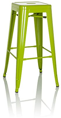 HJH Office Sgabello Bar in Metallo VANTAGGIO HIGH Sgabello Bancone Design Industriale e Scandinavian, Impilabile, Verde, 645082