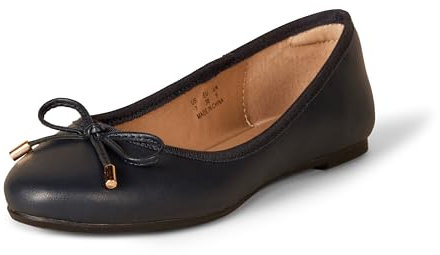 Amazon Essentials Women's Billie Ballet Flats, Navy, 8 UK