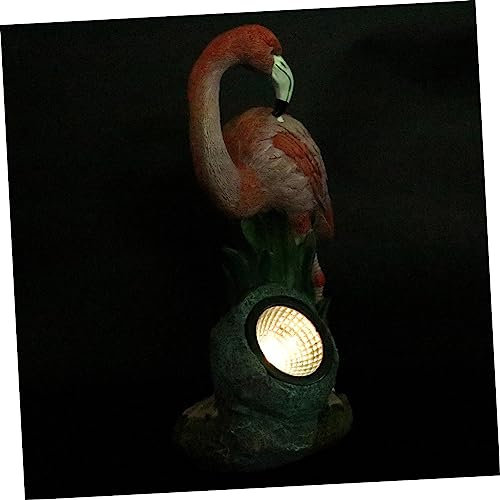 Solar Feuerflamingo Harzfigur Rosa, Kompakte Außendekoration für Gartenweg