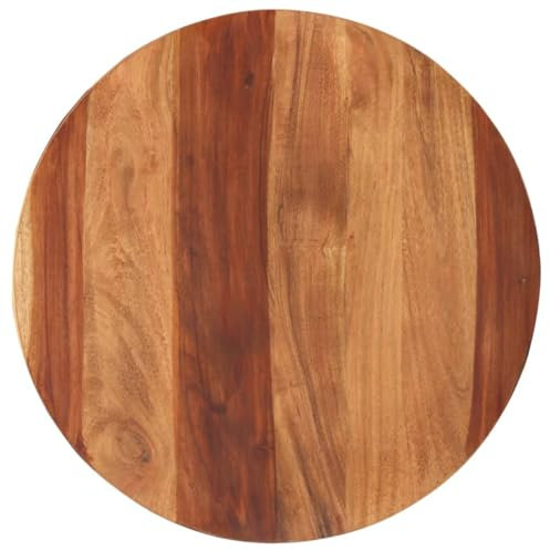vidaXL Tischplatte Massivholzplatte Holzplatte Ersatztischplatte Holz Platte für Tisch Esstisch Rund 25-27mm 50cm Massivholz Akazie