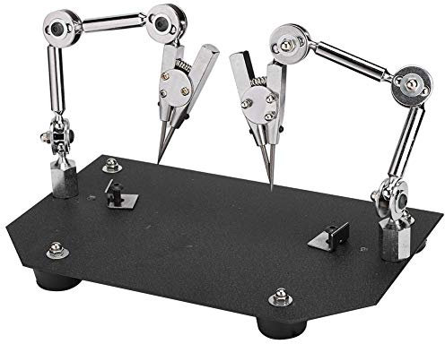 Mano per Saldatura, Strumento per Saldatura di Terza Mano Clip per Lavori di Saldatura Ausiliaria in Metallo Stazione di Saldatura per Mani Amiche con 2 Bracci Flessibili e
