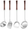 Yoiimiya 4 Wok Spatula and Ladle, Skimmer Ladle Tool Set, 17Inches Stainless Steel Wok Spatula